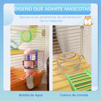 PawHut Jaula para Hámster Casa para Animales Pequeños con Túnel Plataformas Cuenco Bebedero Casita Rampas y Rueda de Ejercicio 46x30x58 cm - details 2
