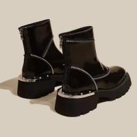 Botas Cortas De Terciopelo Para Mujer Invierno Con Tacón Cuadrado Y Suela Gruesa Zapatos Confortables Y Moda Tobilleras Cálidas Y Elegantes - details 7