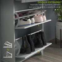 HOMCOM Mueble Zapatero Blanco Zapatero Estrecho con 2 Puertas Abatibles y 1 Cajón para 8 Pares de Zapatos para Entrada Pasillo 60x23,5x98,5 cm - details 5