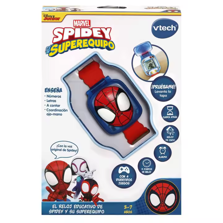 Reloj educativo de Spidey multifuncion con 4 juegos y la voz real de Spidey 22,5x4,8x3 cm (Vtech 80-554322) - 1