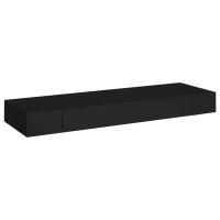 vidaXL Estante flotante de pared con cajón negro 48x25x8 cm, 80x25x8 cm, Mueble Almacenaje Estantería para Oficina, Estudio, Dormitorio Estantería/Librería/ mueble de Almacenamiento - details 1