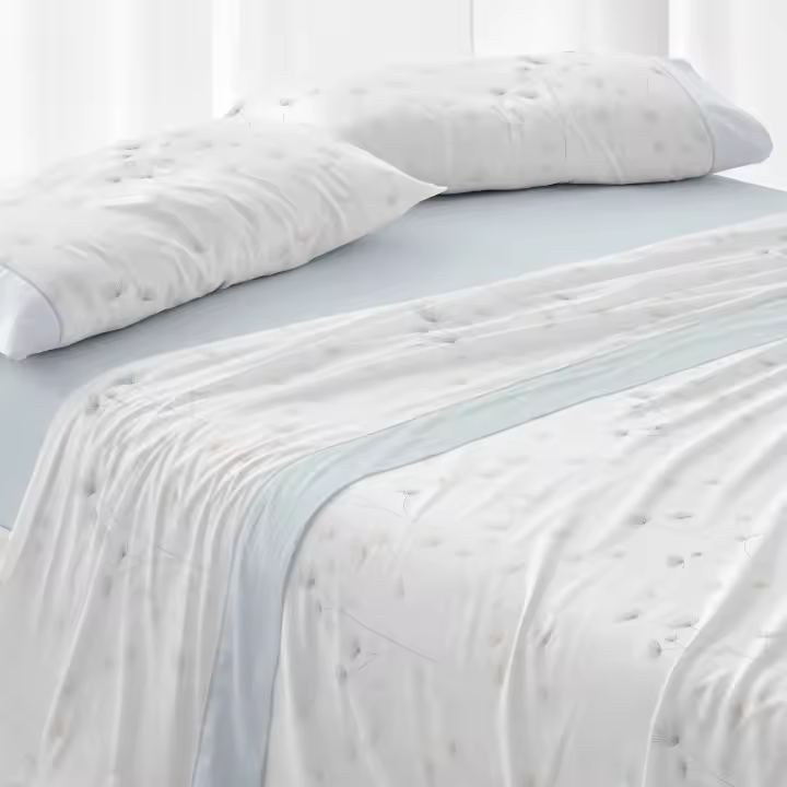 Juego de sábanas 100% algodón. Disponible en cama de 90 y 135cm. Color Azul, menta y piedra. Tacto muy suave. - 1