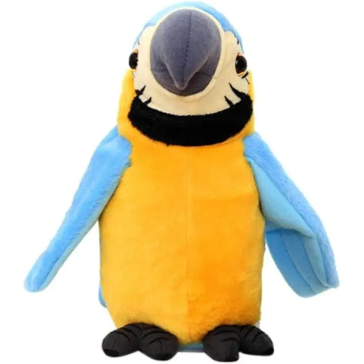 Guacamayo parlante que repite lo que dices, juguete de peluche electrónico con grabación animada, pájaro que mueve sus alas, loro parlante, juguete de peluche, juguetes interactivos, regalo de cumpleaños de Navidad (azul) - 1