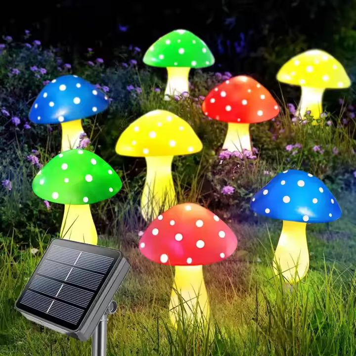 12pcs Luz Solar LED De Enchufe En Forma De Setas Para Jardín Decoración Externa Impermeable Luz De Fairy Para Camino Y Césped - 1
