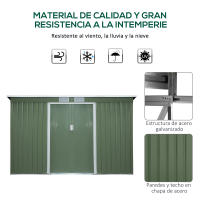 Outsunny Cobertizo de Jardín 280x130x172 cm Base de 3,2 m² Caseta de Exterior Metálica para Almacenamiento de Herramientas con 2 Puertas Correderas y 2 Orificios de Ventilación - details 3