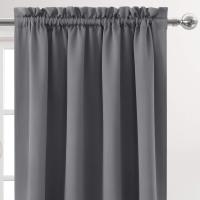 Cortina De Blackout De Color Sólido Para Dormitorio Cocina Sala De Estar Decorativa Reducción De Luz Gris Verde - details 6