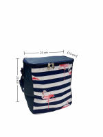 Bolsa Nevera Térmica Grande y Botellero | 4 Tamaños | Rayas Marineras con Flamencos | Picnic, Playa, Camping, Viaje EILV - details 2