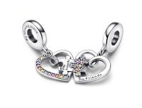 Pandora Momentos de las mujeres de Plata esterlina Pieza del rompecabezas Corazonadas divisible Amistad cuelgan El Encanto, viene con Caja de Giunta original. - details 1