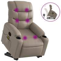 vidaXL Sillón reclinable de masaje de pie cuero artificial Negro, Crema, Marrón Sillon Dormitorio Sillon Comodos Silla Relax Sillón Sofá - details 4