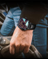 Reloj De Pulsera Para Hombre GLENAW Lujo Diseño De Esqueleto Resistente Al Agua Con Correa De Cuero Acero Inoxidable Movimiento Automático Reloj Hombre - details 11