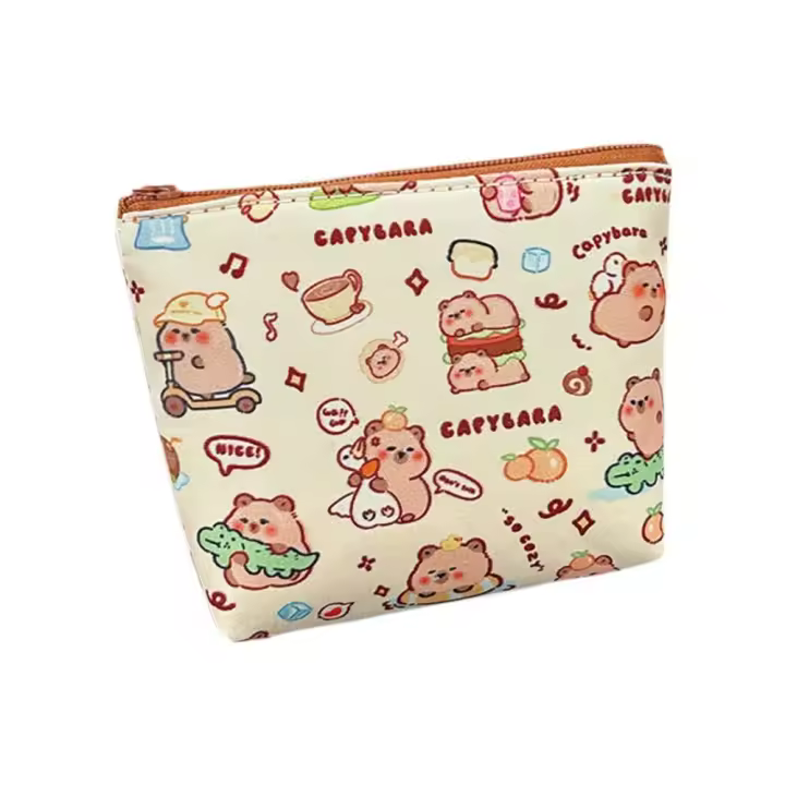 Monedero Mini Portátil De Capybara Lindo Impermeable Para Almacenamiento Cofia De Llaves Pequeña Monedero Para Adultos De Cuero - 1