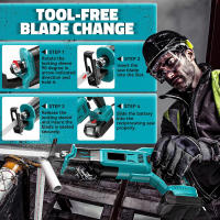 Sierra alternante inalámbrica para corte de madera y Metal, 4 hojas de piezas, batería Makita de 18v, sin batería, DIY para el hogar,Compatible con baterías de litio de la serie 18V B, com - details 4