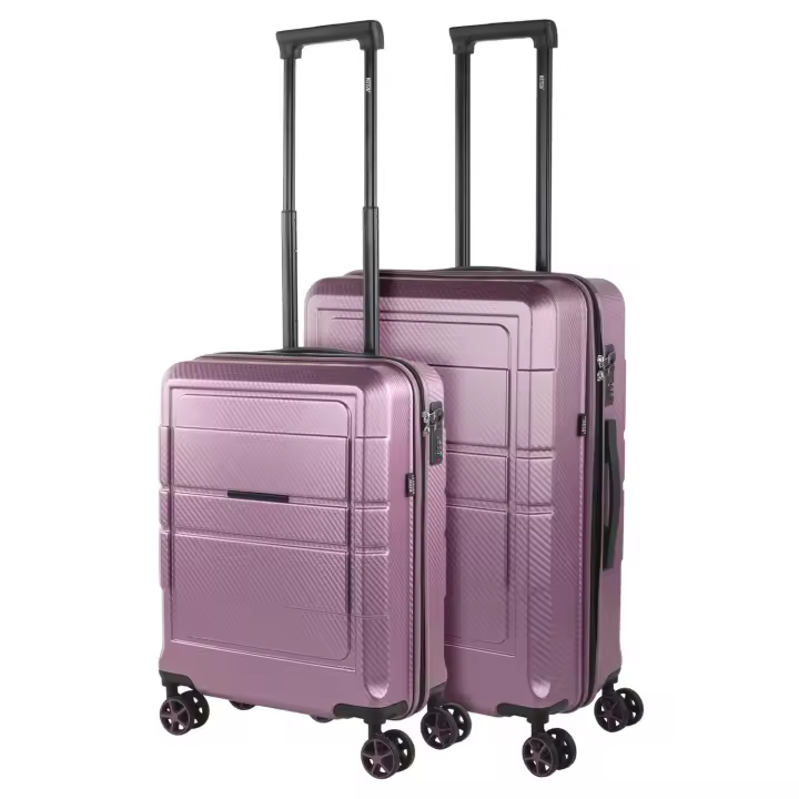Juego de 2 Maletas Moradas Colección Oxford Jaslen: Mediana + Cabina en ABS-RPET texturizado antirayaduras - 4 Ruedas Dobles Giratorias 360º - Candado TSA - 2 Años de GARANTÍA - 1