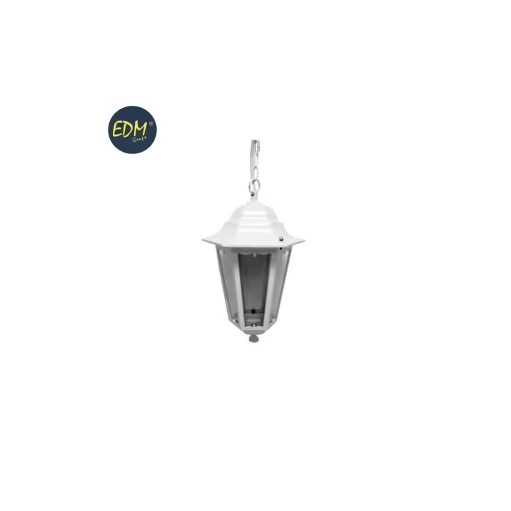 Farol de Aluminio y Cristal para Techo IP44 E27 60W Color Blanco Ø19,2x94,7cm Modelo Zurich EDM - 1