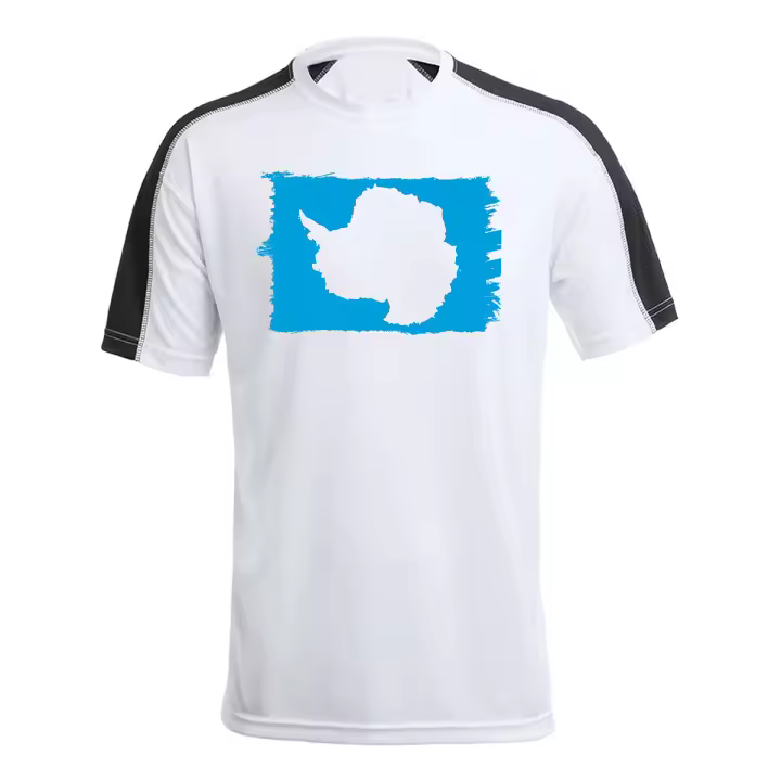 MERCHANDMANIA CAMISETA TÉCNICA FRANJA MANGAS NEGRA bandera antártida gobierno del tratado antártico tshirt - 1