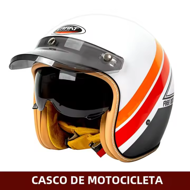 Nueva Casco De Motocicleta Retro Mitad Cabeza Para Hombre Estilo Americano Retro Abrigo Invierno Casco De Cruce De Tres Cuartos - 1