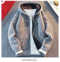 Chaqueta De Punto Para Hombre Con Capucha Cálida Y Acolchada Estilo Casual Para Otoño E InviernoAbrigo De Poliéster Con Cierre De Cremallera - details 7