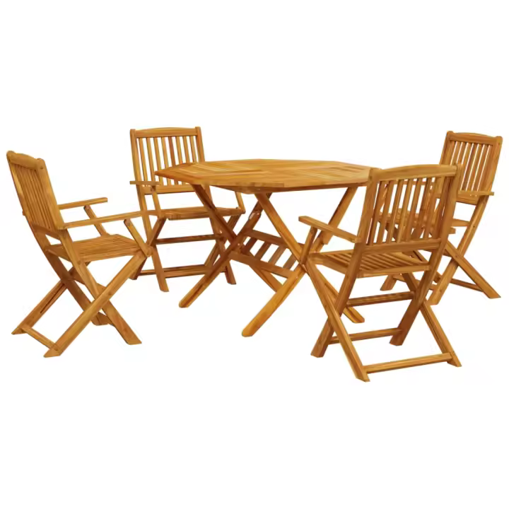vidaXL Set de comedor de jardín plegable 5 pzas madera maciza acacia - 1
