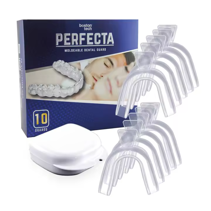 10 Férulas de Descarga Nocturna Perfecta | Ideal Contra Bruxismo, Rechinar los Dientes, Trastornos del ATM, Bandeja blanqueador | Protectores Dentales Ajustables + 1 Estuche | Calidad Médica Sin BPA - 1