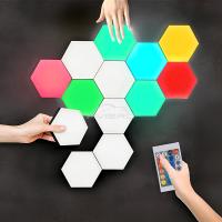 Lámpara De Pared Hexagonal RGB LED Sin Cable Con Sensor Táctil Luz Nocturna Colorida Para Dormitorio Control Remoto Lámpara De Armario - details 4