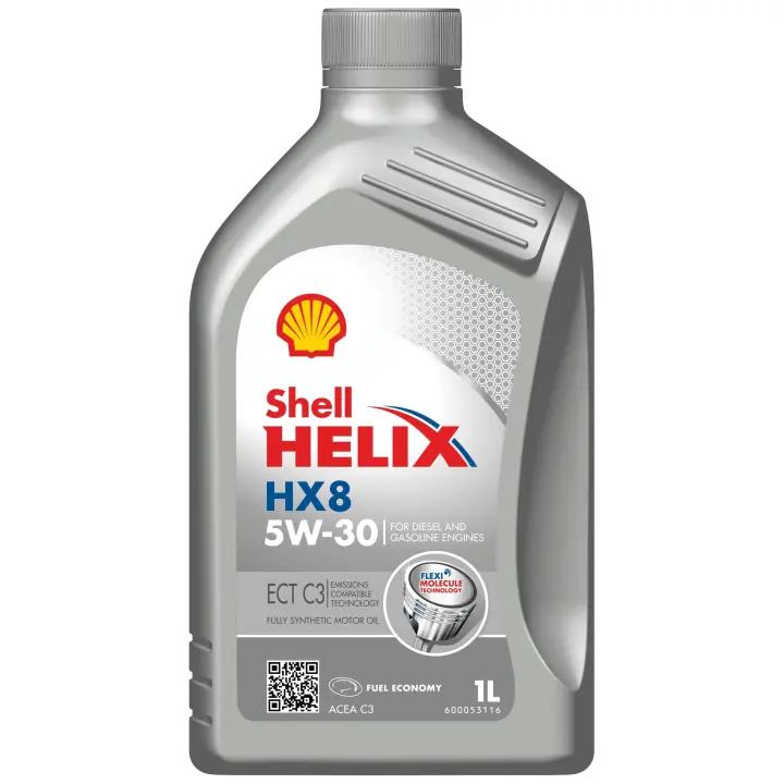 Aceite Shell Helix Hx8 Ect 5W30 1 L - Lubricante Bajo en Cenizas - Protección Filtros Diésel - 1