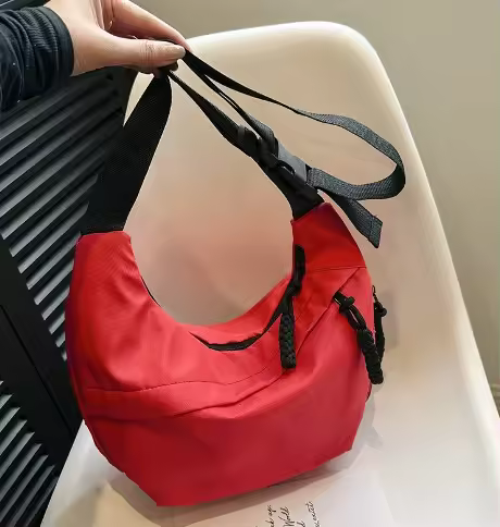 Bolso Bandolera De Lona Casual Para Mujer Y Hombre Capacidad Grande Negro Blanco Rojo Bolsa De Hombro Para Viaje Y Compras - 1