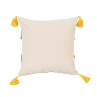 Funda De Cojín Geométrica Amarilla Con Borlas Para Decoración De Sofá Y Dormitorio Funda De Cojín Cuadrada Desmontable Y Lavable Estilo Mediterráneo - details 3