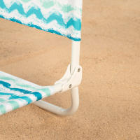 Aktive - Silla baja plegable de playa con respaldo, estructura de acero y asiento de poliéster, ligera y compacta, soporta hasta 110 kg, 47x48x50 cm, diseño azul, colección "Maldivas", sillas plegables - details 5