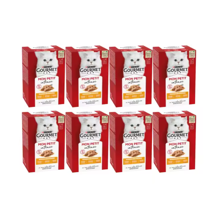 GOURMET - Mon Petit (48x50 gr) - Selección de Aves (Pavo, Pollo y Pato) (8 Cajas de 6x50 gr) - 1