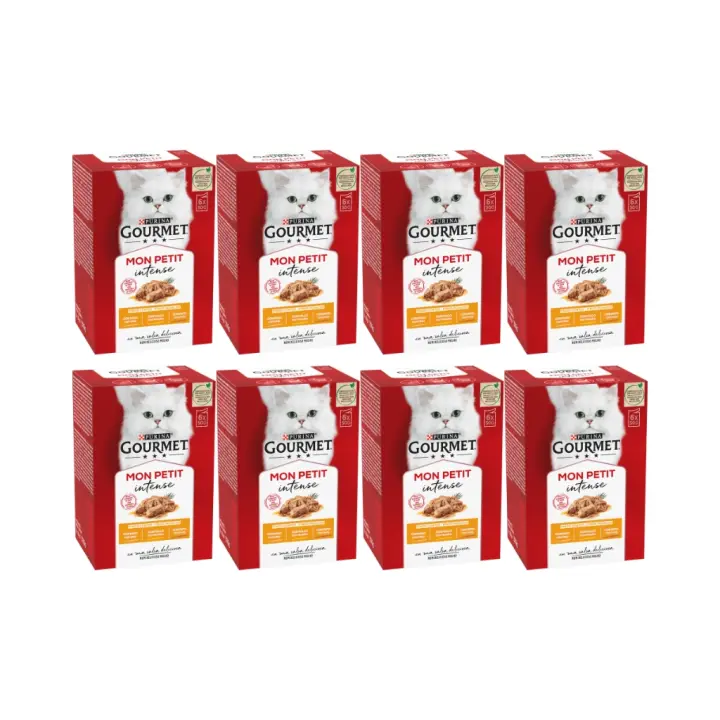 GOURMET - Mon Petit (48x50 gr) - Selección de Aves (Pavo, Pollo y Pato) (8 Cajas de 6x50 gr) - 1