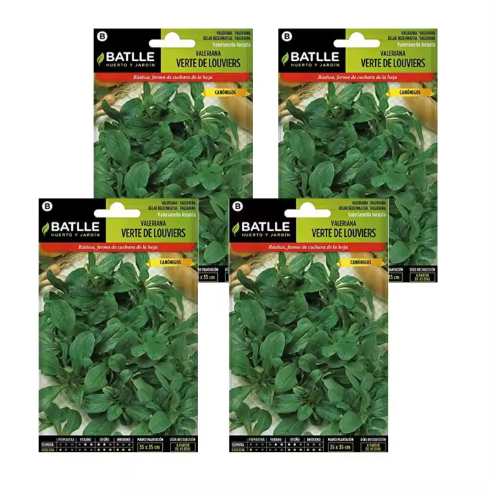 4 Sobres de Semillas de valeriana verte de louviers canónigo de Semillas Batlle. - 1
