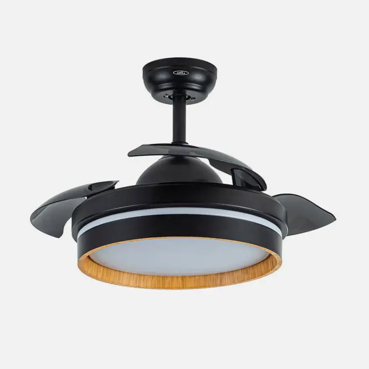 FABRILAMP - Ventilador Dc Nalon 48w Negro/madera oscura 3aspas 91d 4800lm 3000-4500-6000k Remoto+memoria+temporizador MUY SILENCIOSO - 1