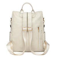 Nuevo bolso de cuero suave, gran capacidad, mochila retro europea y americana, gran capacidad, moda, color en contraste, mochila para mamá de doble propósito - details 8