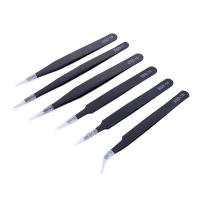 Set De 6 Pinzas De Precisión ESD Antiestática De Acero Inoxidable Herramienta Industrial Para Mantenimiento Curvas Y Rectas - details 4