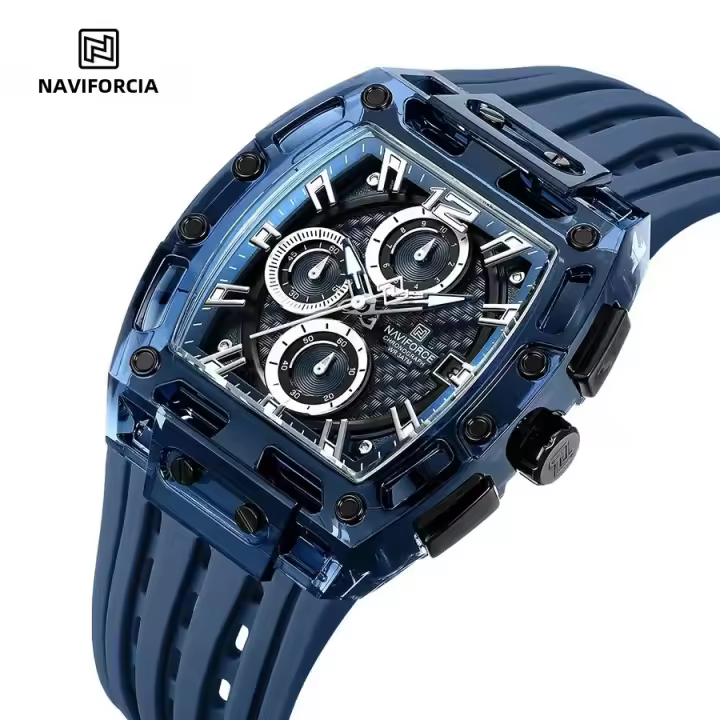 Reloj De Pulsera Deportivo NAVIFORCE NF7105 Para Hombres Con Banda De Silicona Resistente Al Agua Y Luminosidad Fecha Calendario Completo - 1