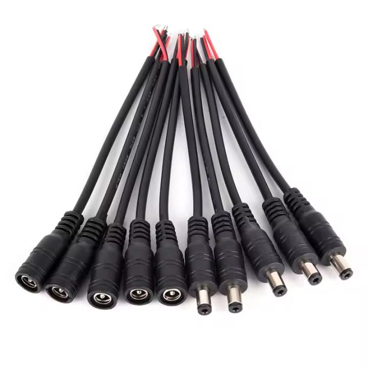 5Pares De Conectores De Cable De Cobre 12V Macho + Hembra Enchufe De Poder DC 5.5*2.1MM Para Seguridad CCTV Camara LED Y Strip - 1
