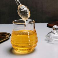 300ml Tarra de miel con cuchara y tapa de vidrio Miel olla con cazos de vidrio resistente al calor dispensador de miel de vidrio Containe - details 4