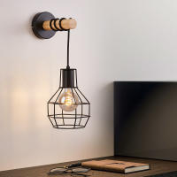 Lámpara De Pared Moderna Retro China Con Base De Madera Y Caja De Luz Negro Para Dormitorio Instalación En La Pared No Incluye Bombilla WL0334 - details 2