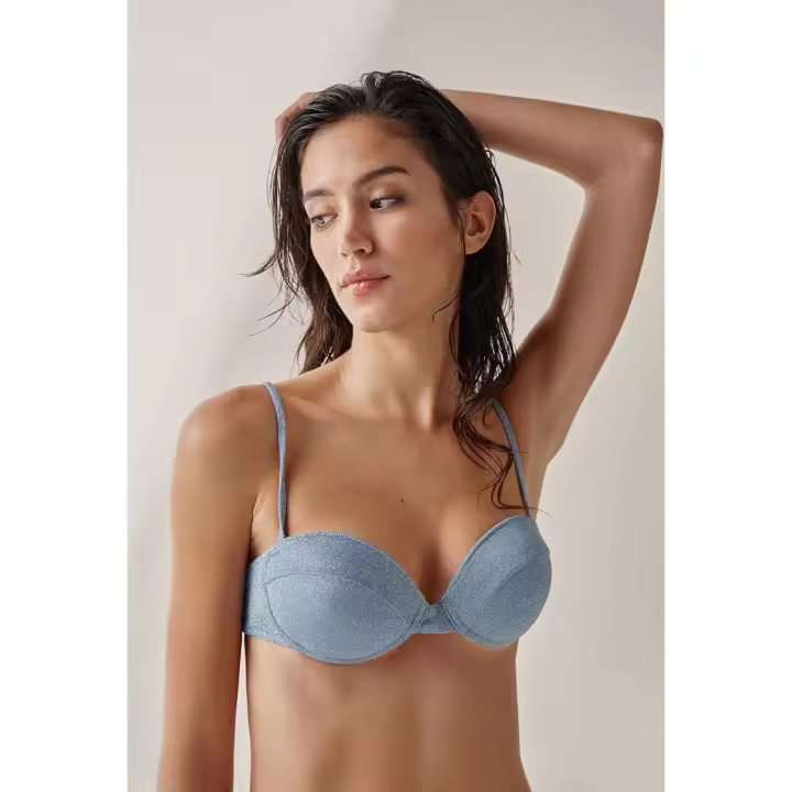 Black Limba Top bikini bandeau Yaraví - Pale Blue - 1