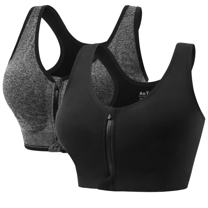 2 sujetos con Cremallera frontal y almohadillas extraíbles para Mujer, camiseta para correr, camiseta sin Mangas para yoga (S) - 1