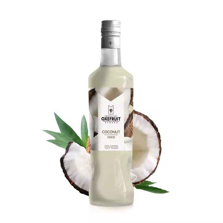 SIROPE DE COCO Oxefruit Professional Mixers. Producido a partir de concentrado de coco, con auténtico sabor, creado para la elaboración de cócteles y bebidas no alcohólicas como mocktails, batidos y también para repostería. - 1