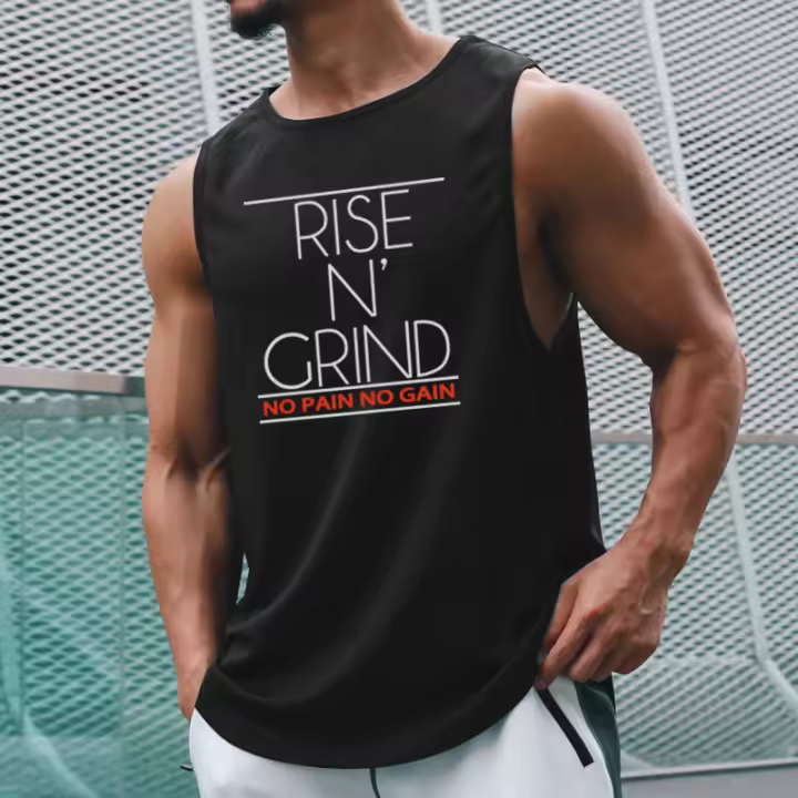 Men Tank Tops Gym Fitness Basketball Clothing Casual Fashion Solid Print Vest Summer Breathable Quick Dry Sleeveless Mesh Shirt - 1