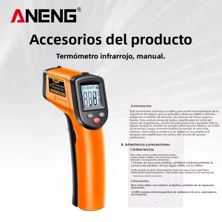ANENG TH201 Termómetro Y Higrómetro Infrarrojo Medidor Preciso De Temperatura Y Humedad Handheld Digital Rango -50~400℃ - 1