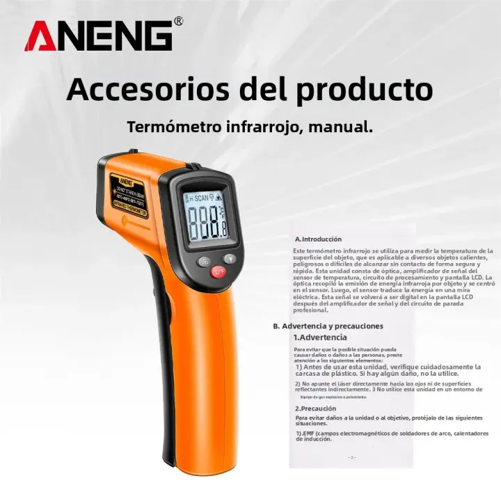 ANENG TH201 Termómetro Y Higrómetro Infrarrojo Medidor Preciso De Temperatura Y Humedad Handheld Digital Rango -50~400℃ - 1
