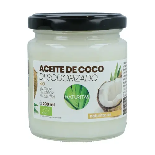 Aceite de Coco Desodorizado bio 200 ml NATURITAS  Sin Gluten  Sin olor  Ideal para todo tipo de uso - 1
