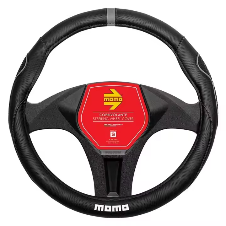 FUNDA VOLANTE MOMO SUPERGRIP UNIVERSAL NEGRO Y GRIS 38-39CM - 1