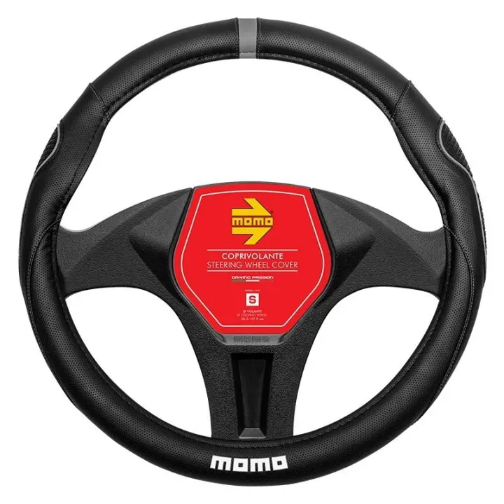 FUNDA VOLANTE MOMO SUPERGRIP UNIVERSAL NEGRO Y GRIS 38-39CM - 1