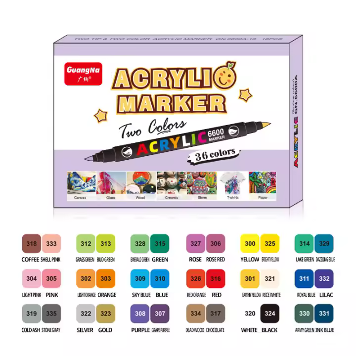 Marcador Acrílico de Doble Punta en 84 Colores Set para Estudiantes Pintura Graffiti Pincel Impermeable para Madera Cartón Vidrio - 1