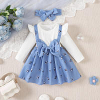 2PCS Vestido De Princesa Para Bebé Girla 0-2 Años Con Manga Larga Estampado De Flores Gran Lazo Vestido De Moda Para Bebé Niña Otoño - details 12