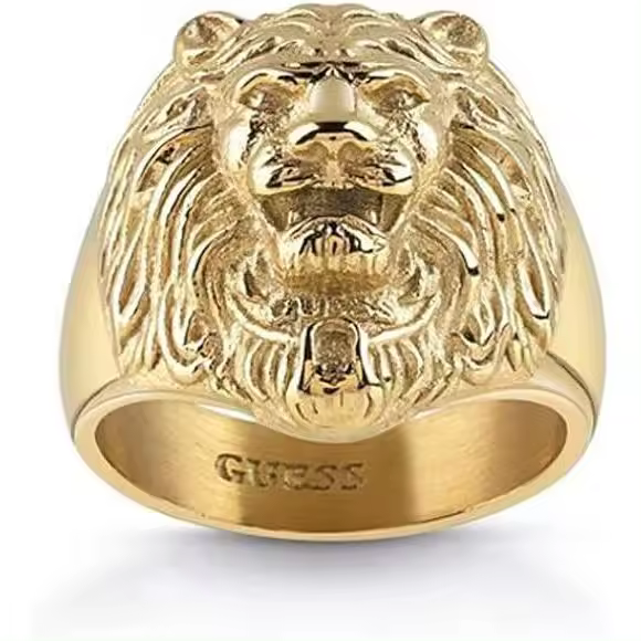 GUESS Anillo Hombre Acero Inoxidable Dorado León UMR78001-64 - 1